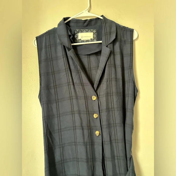 Anthropologie Brielle Plaid Jumpsuit in Navy Size medium - Picture 4 of 5